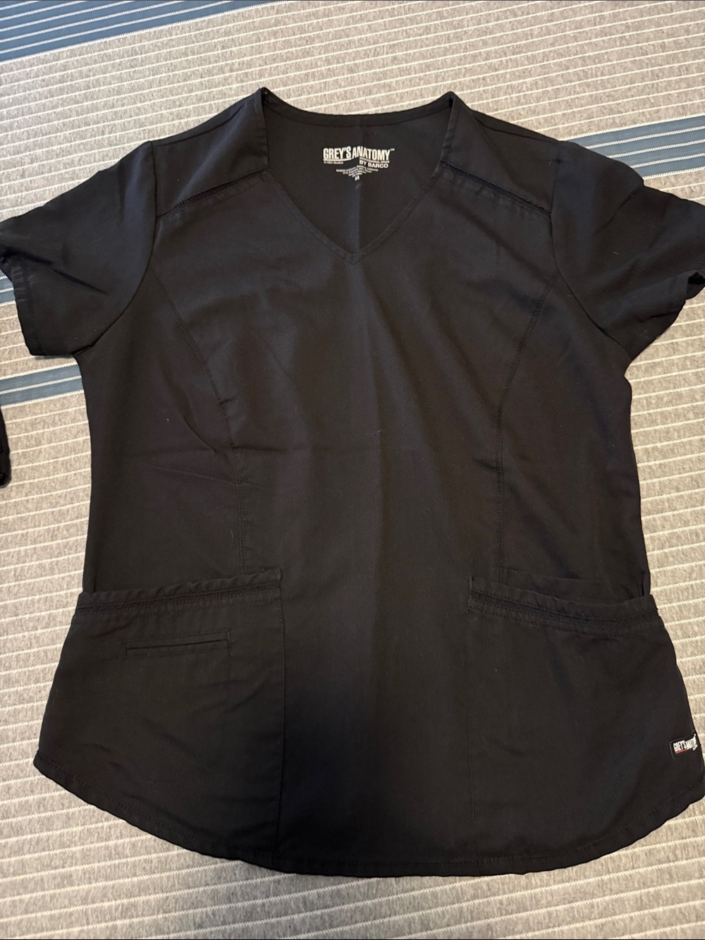 Grey's Anatomy Black V-Neck Short Sleeve Scrub Top